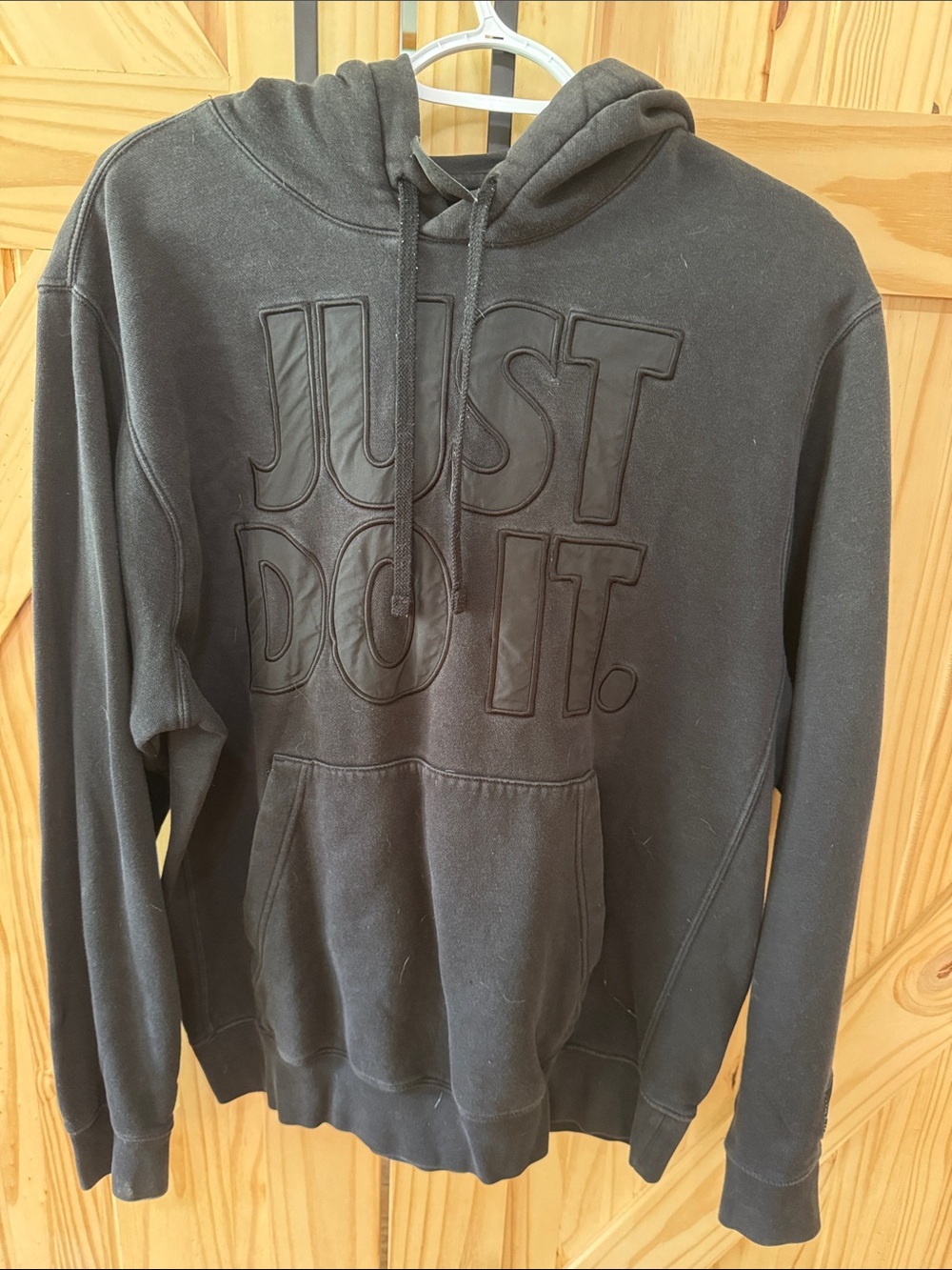 Nike Black Pullover Hoodie with Raised "Just Do It." Logo